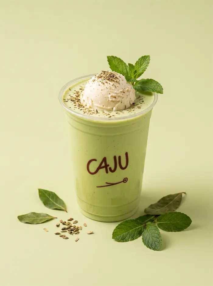Shake de mate com sorvete e hortelã